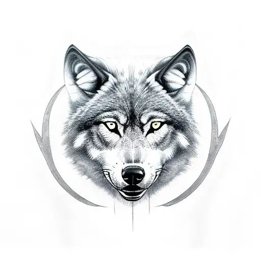 Black Powerful Wolf With Red Eyes