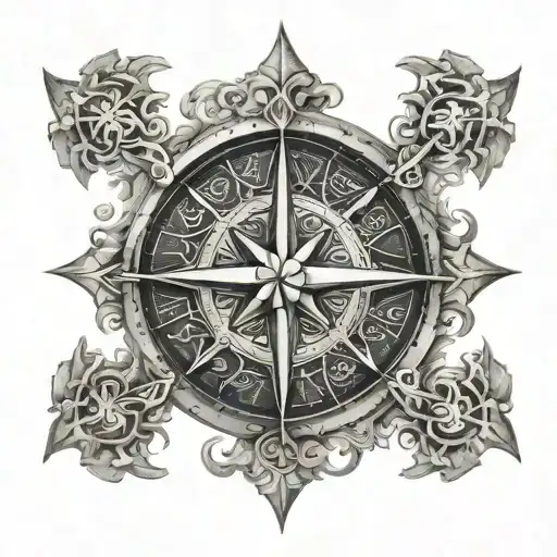 Viking Compass Rose With Intricate Details