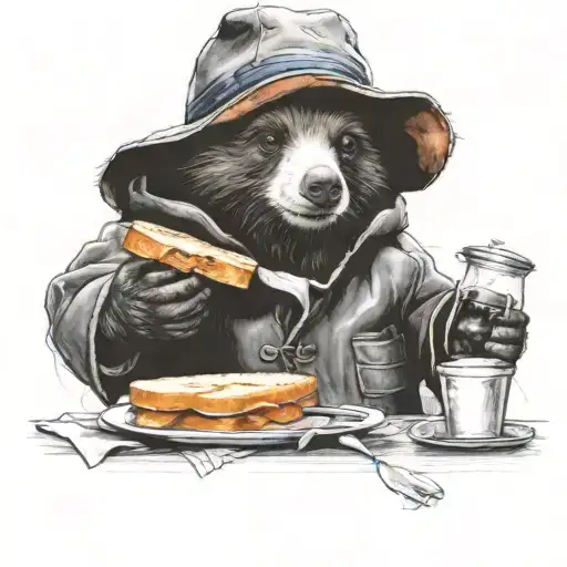 Paddington Bear Eats Marmalade Sandwich