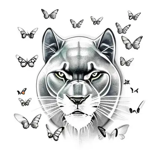 Black Panther Wirh Butterflies