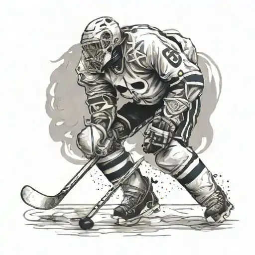 Hockey Player Full Body With Skull As Head