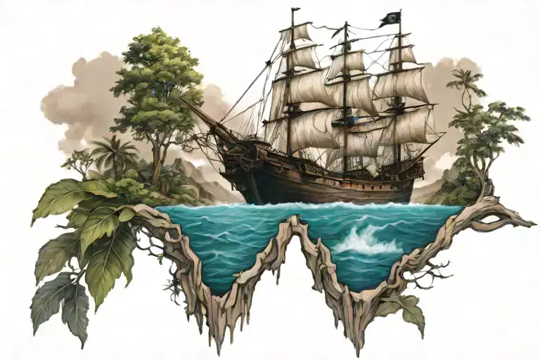 Pirate Ship And Nature Scene