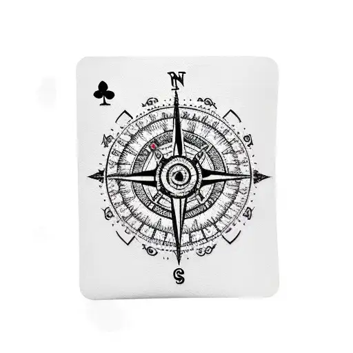 Full Arm Sleeve With Compass And Playing Cards And Roses