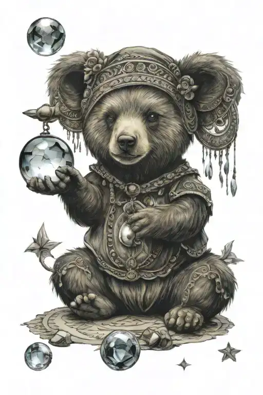 Fortune Teller Gypsy Bear Holding Crystal Ball