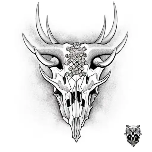 A Cool Bull's Skull With Diamonds In It's Eye Sockets