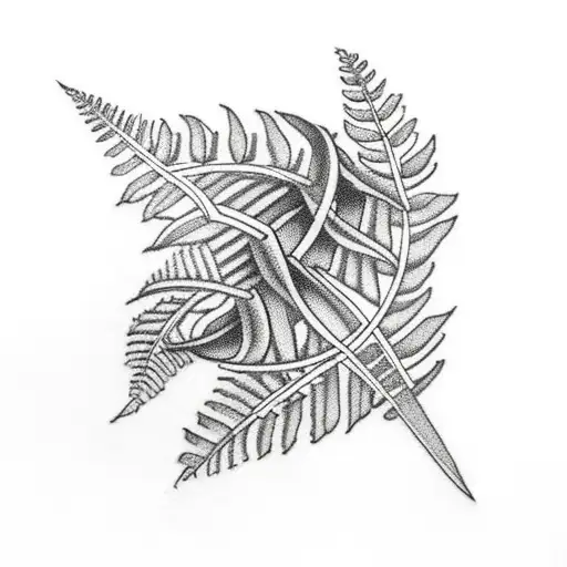 Fern Superimposed On A Celtic Harp