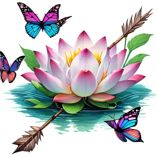 Lotus With Arrow With Butterflies