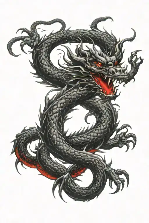 Symbol Of The Year Of The Dragon In Red And Black Color