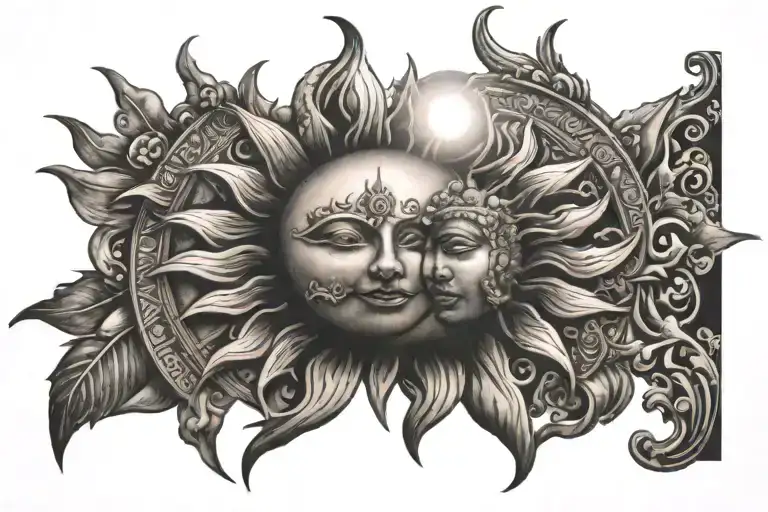 Sun With Frangapani Design