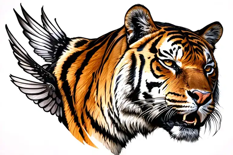 Tiger On The Shoulder And With Flyering