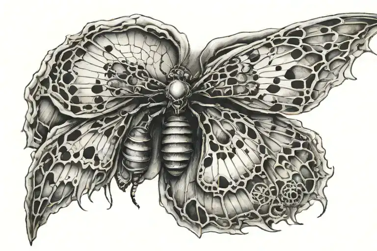 Angel Wings With A Spider And Moth Inside Each Wing