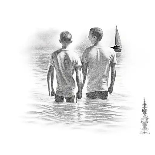 Father & Son On Lake