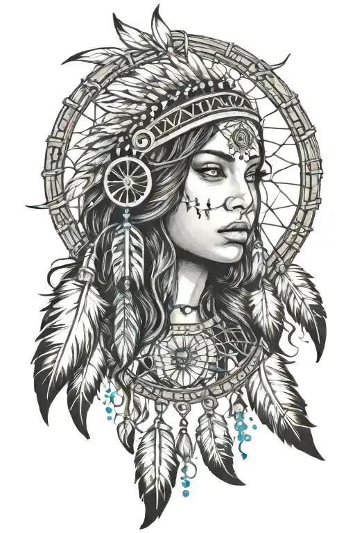 A Cute Indian Girl And A Dream Catcher Very Detailed