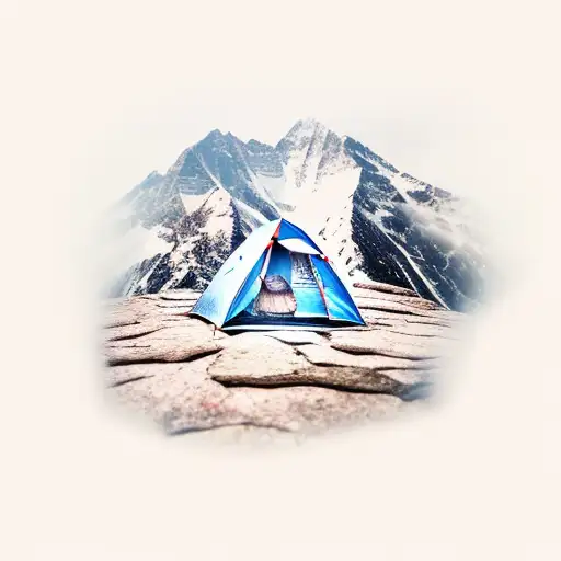 Mountain Landscape From The Himalayas With A Hidden Tent