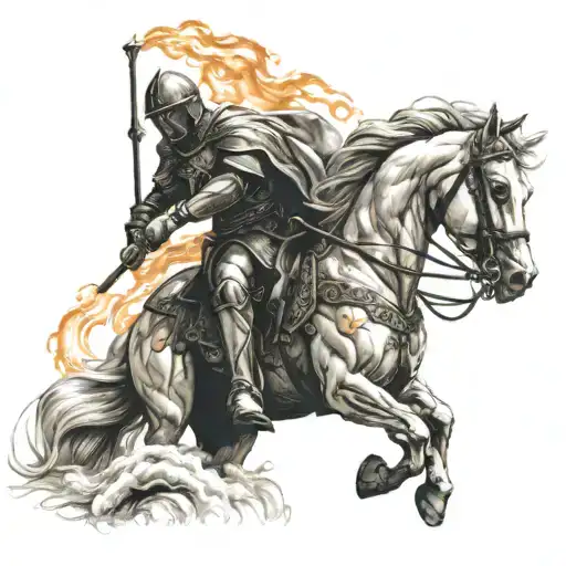 Paladin On Horse With Fire Rising
