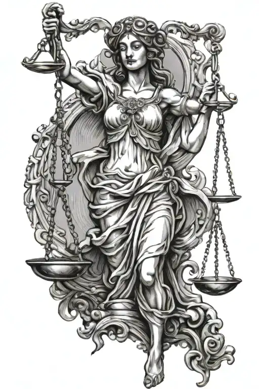 Blindfolded Lady Justice With Sword And Scale