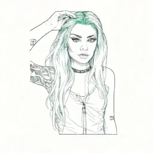 A Woman With Green And Black Hair