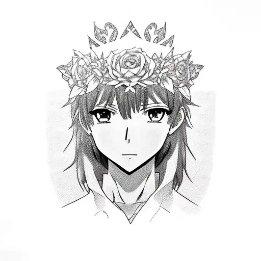 Realistic Portrait Of A Popular Anime Character With A Floral Crown