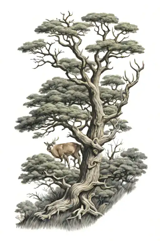 Southern Live Oak With Deer Head