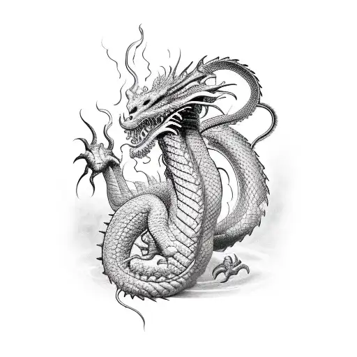 A Coiled Dragon That Spits Flames On A Magic Vial