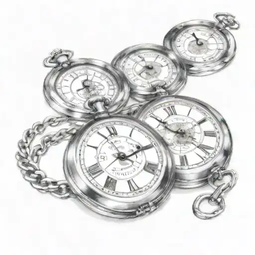 2 Pocket Watches Intertwined Representing The Client's Son's Date Of Birth