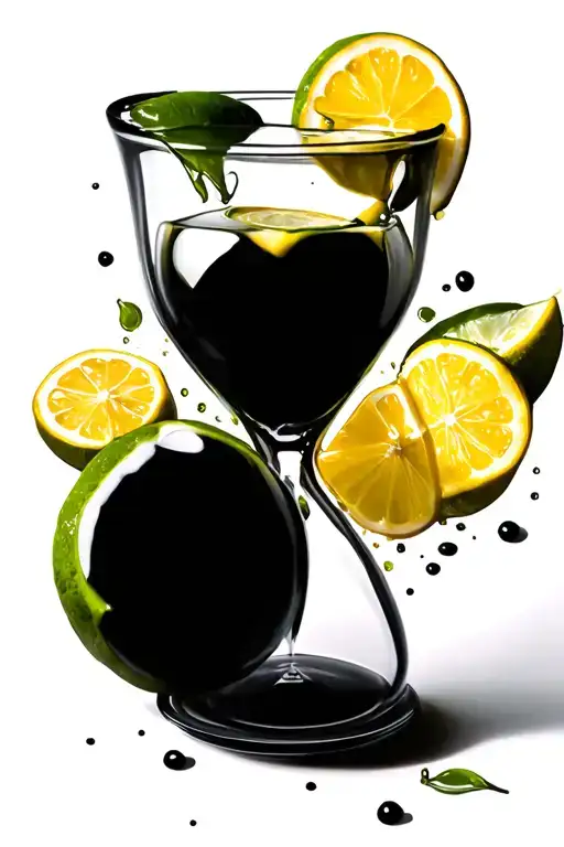 Hourglass With Lemonade Glass Overflowing