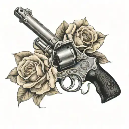 Western Revolver And Roses Intertwined