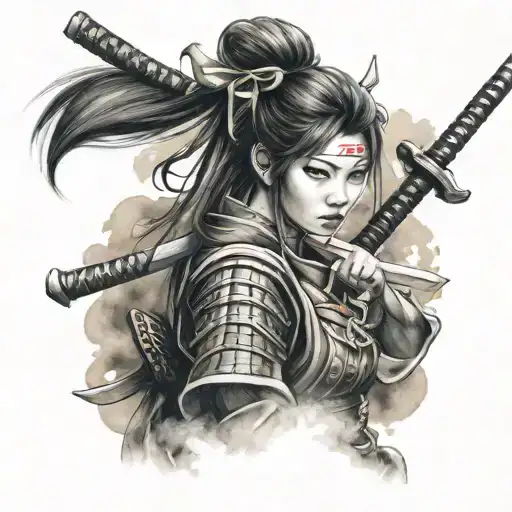 Samurai Warrior Lady With Katana Sword