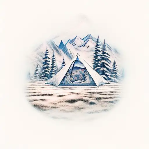 Mountain Landscape With A Hidden Tent