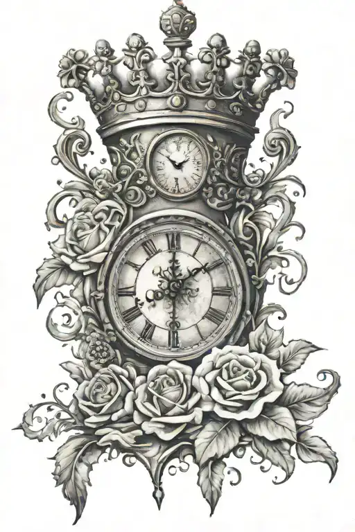 Crown And Clock Melting Away No Flowers