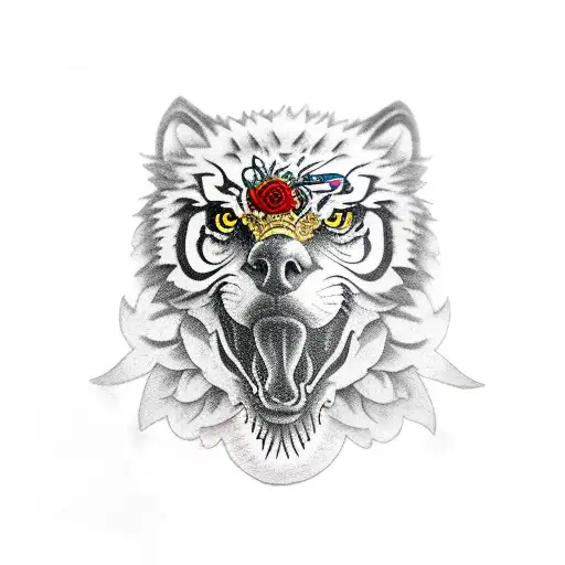 Eagle Tiger Wolf Sleeve Separated By Roses