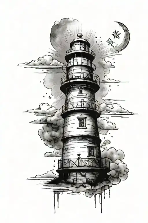 Lighthouse Star Eyes Ladder Sky