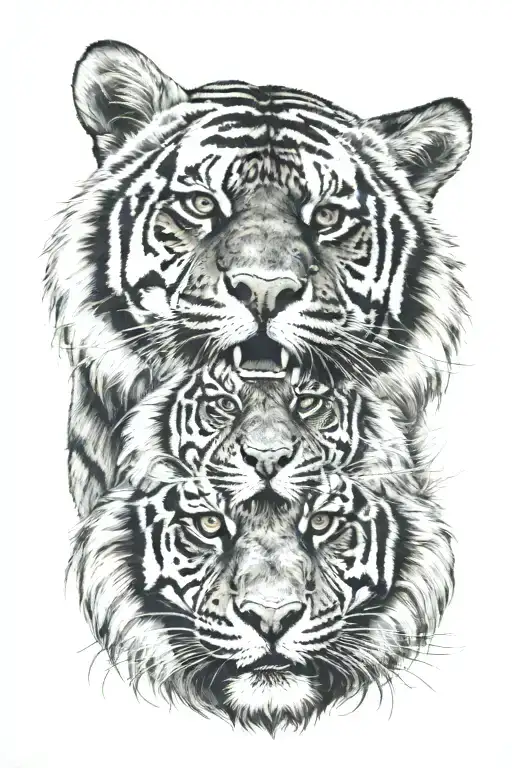 A Tiger And A Black Bear Head Together