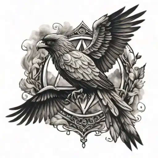 Deathly Hallows With Pheonix Bird