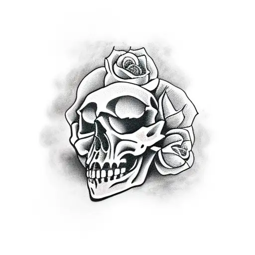 Skull And Roses Half Sleeve