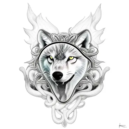 Medusa And A Dire Wolf Fighting