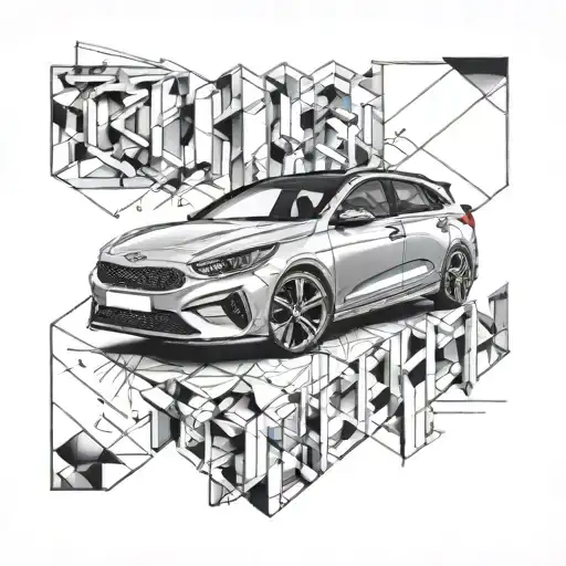 Kia Ceed Car Geometric Sketch Style Portrait