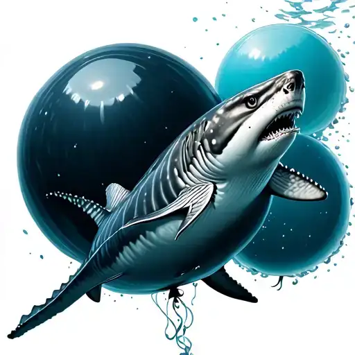 Whale Shark Chasing A Blsck Balloon
