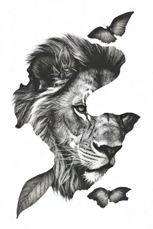 Male Lion Head Looking