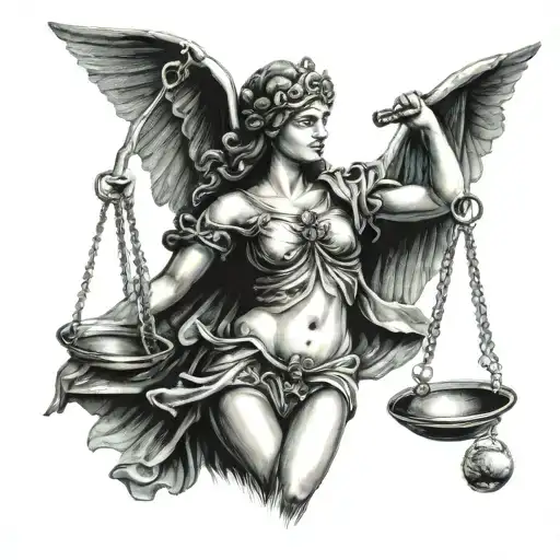 Blindfolded Lady Justice With Sword And Scale