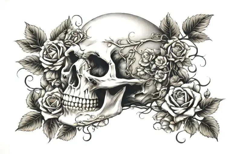 Skull Roses Vines Wrapping