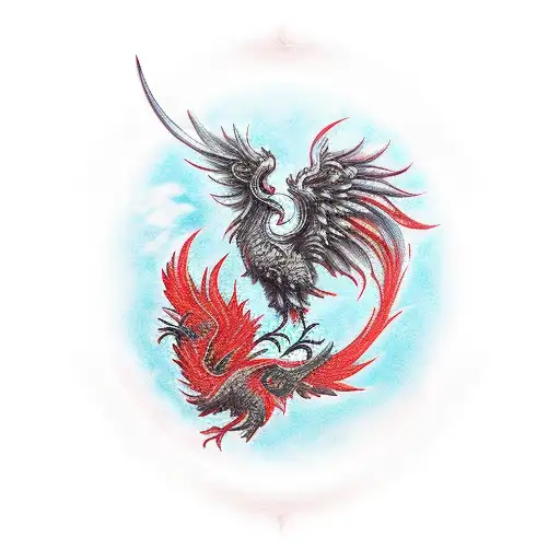 Red Phoenix With Roman Date