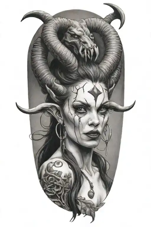 Lilith With Demon Horns