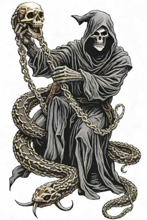 Grim Reaper Holding A Snake Wrapping
