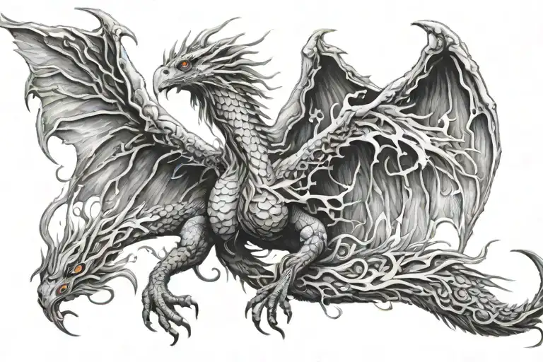 Phoenix Rising From Ashes Dragon Wrapped