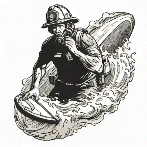 Surfer Firefighter Wave