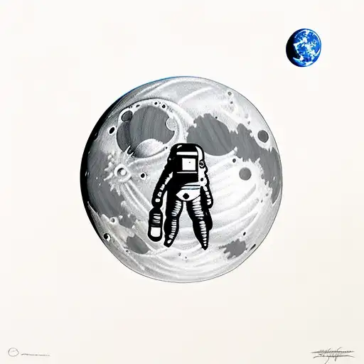 Astronaut On Moon Looking To Earth