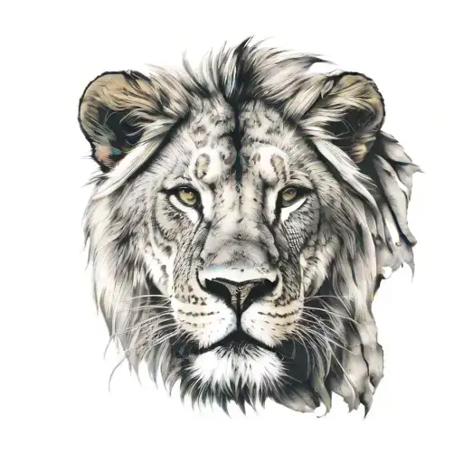 Lion Face With 3 Scars On Its Right Side Of Face Made