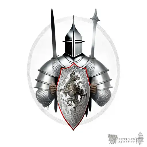 Medieval Knight With Long Sword And Shield With In The Middle A Large Ypsillon