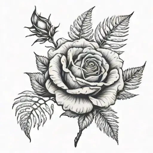 Lancashire Rose With A Silver Fern Through It